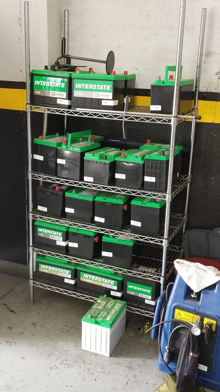 Battery rack in the shop